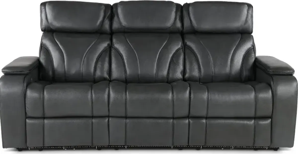 Arya Gray Power Reclining Sofa with Power Headrests and Massage