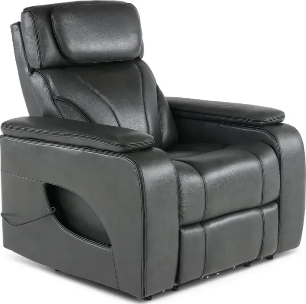 Arya Gray Power Recliner with Power Headrests and Massage