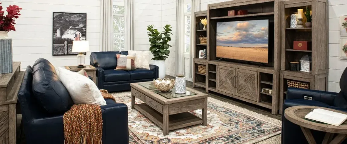 Skyview Lodge Rustic Brown Entertainment Wall