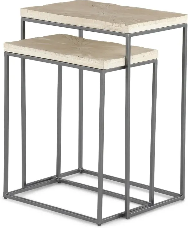 Mala Nesting Weathered White Chairside Table