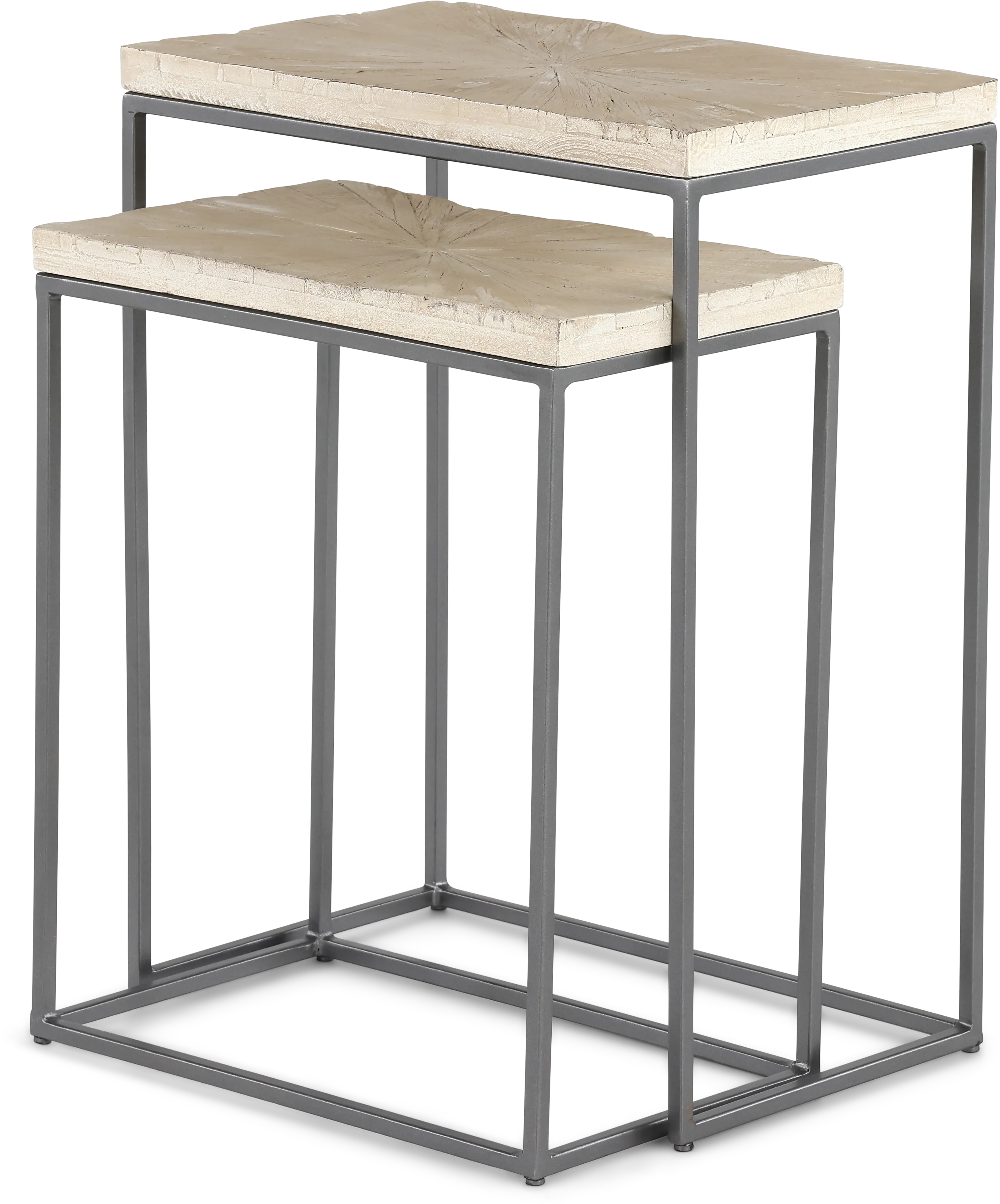 Mala Nesting Weathered White Chairside Table