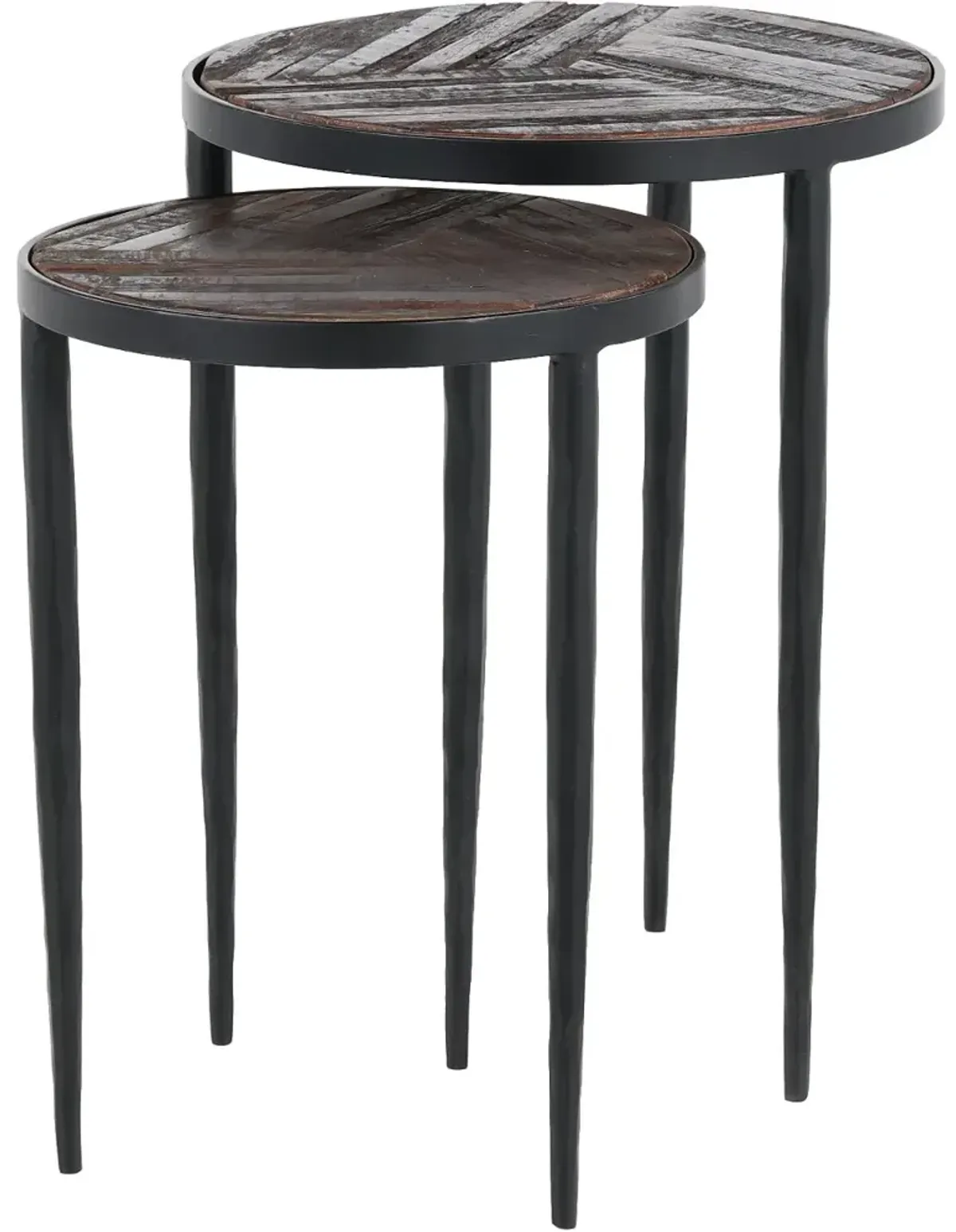 Upton Rustic Brown Nesting Chairside Table