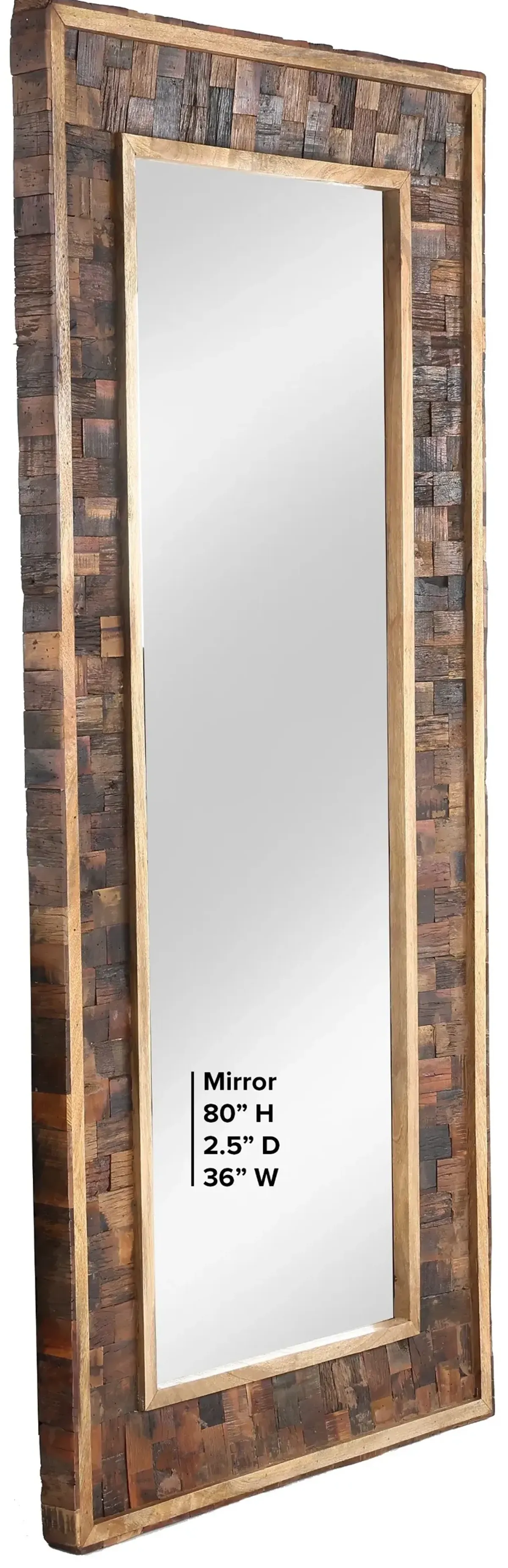 Upton Rustic Brown Floor Mirror