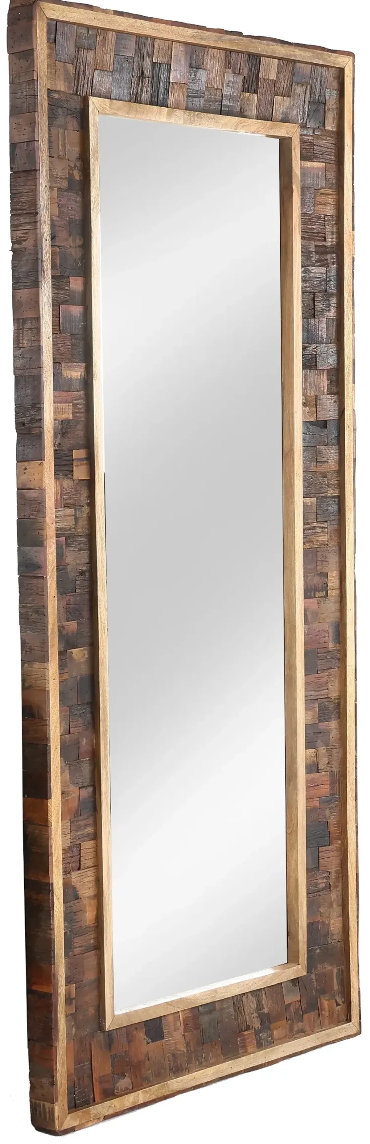 Upton Rustic Brown Floor Mirror