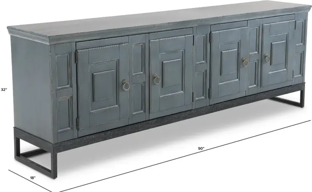 Aldean 90" Slate Blue TV Stand