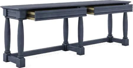 Aldean Slate Blue Sofa Table and Bench Set