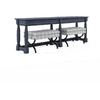 Aldean Slate Blue Sofa Table and Bench Set