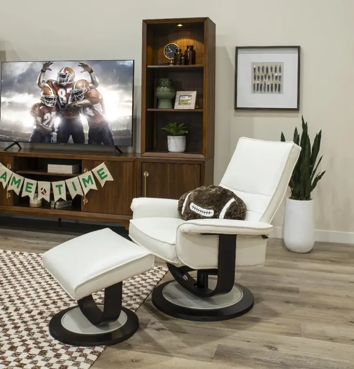 Urban White Euro Chair and Ottoman