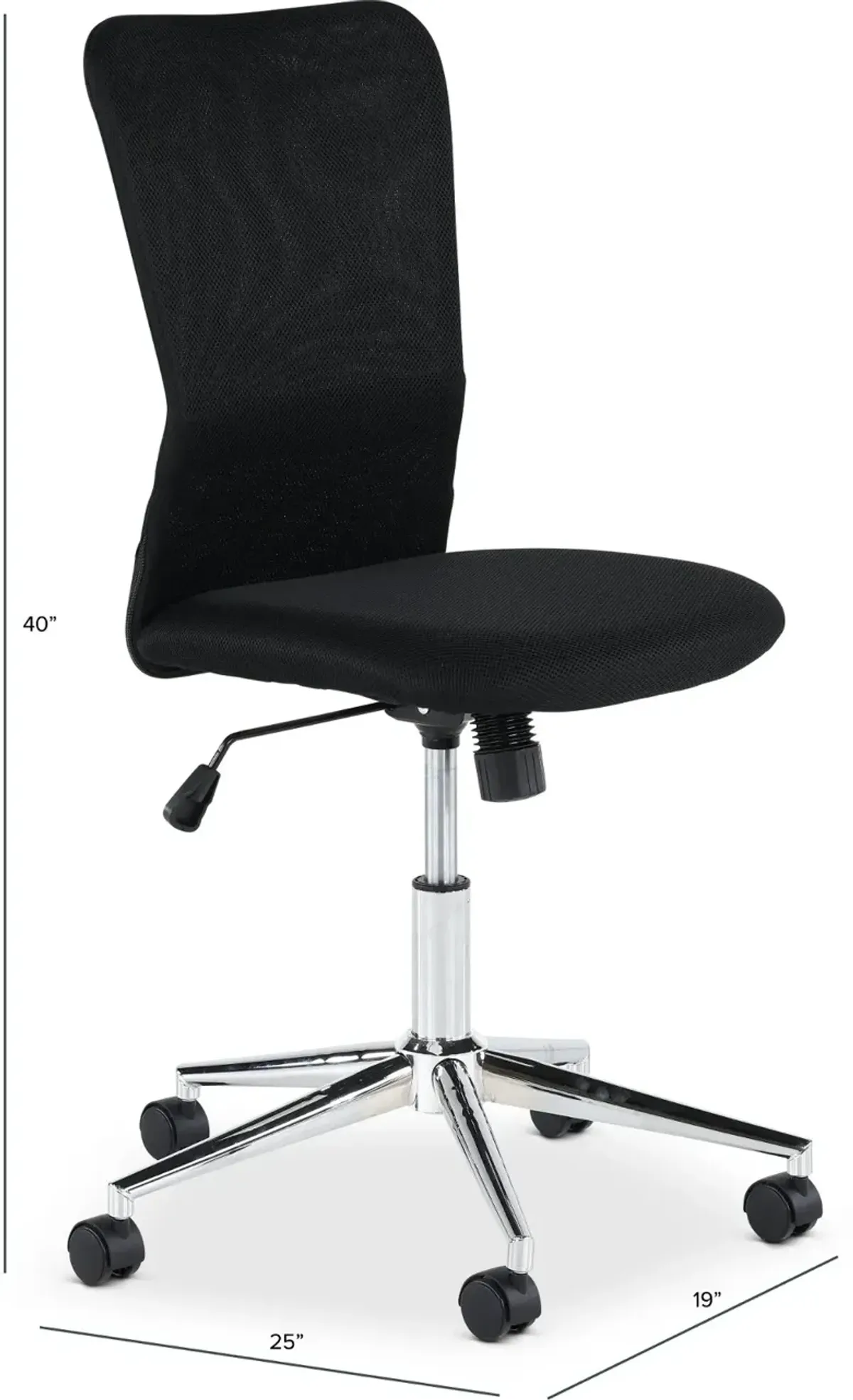 Chrome Plated Black Mesh Armless Office Chair