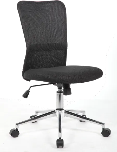 Chrome Plated Black Mesh Armless Office Chair