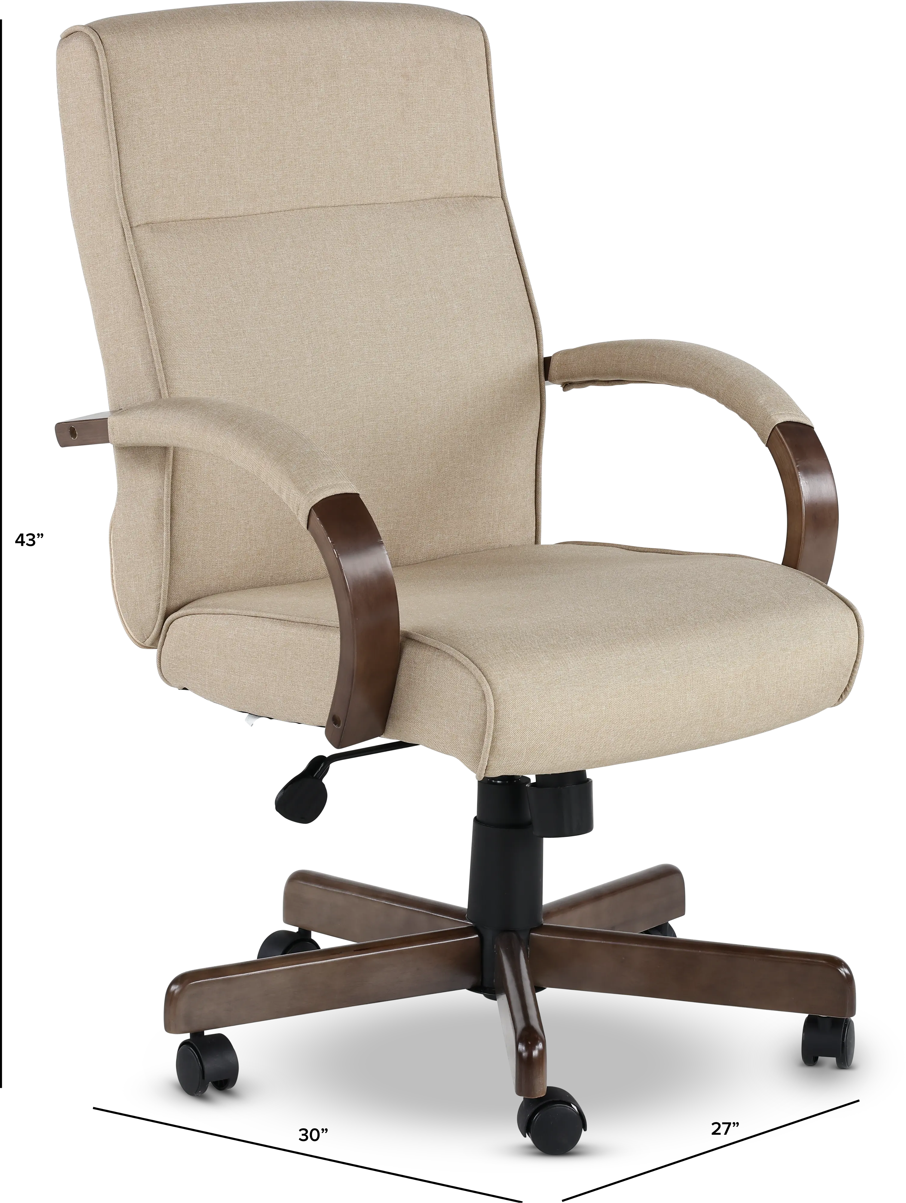 Driftwood Beige Fabric Swivel Office Chair