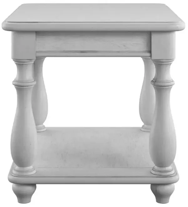 Newhaven Weathered White Square End Table