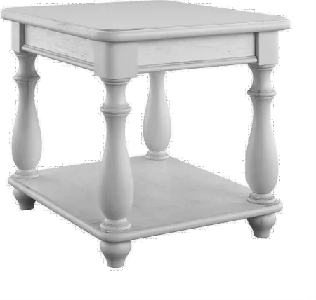Newhaven Weathered White Square End Table