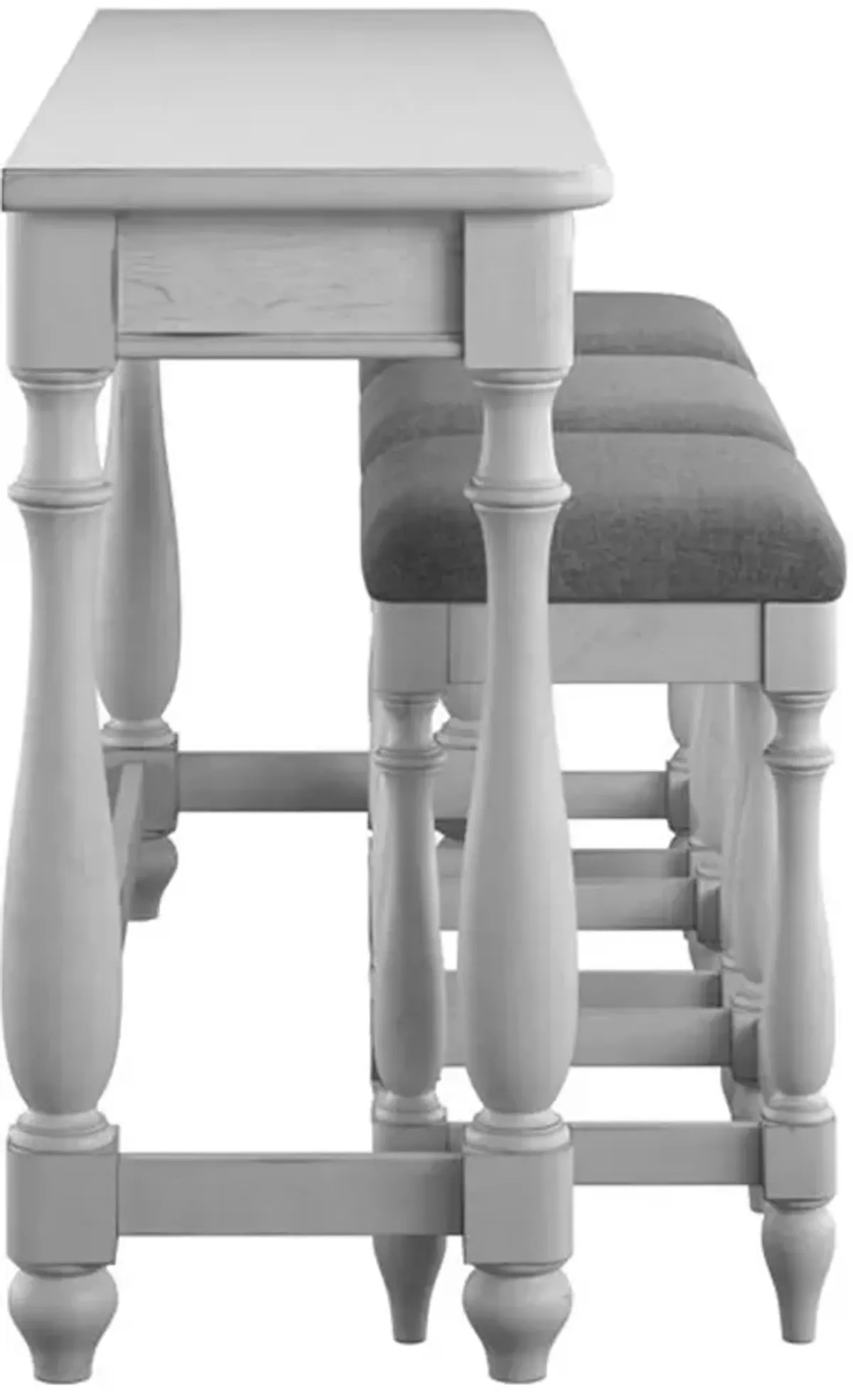 Newhaven Weathered White Sofa Table and Stool Set