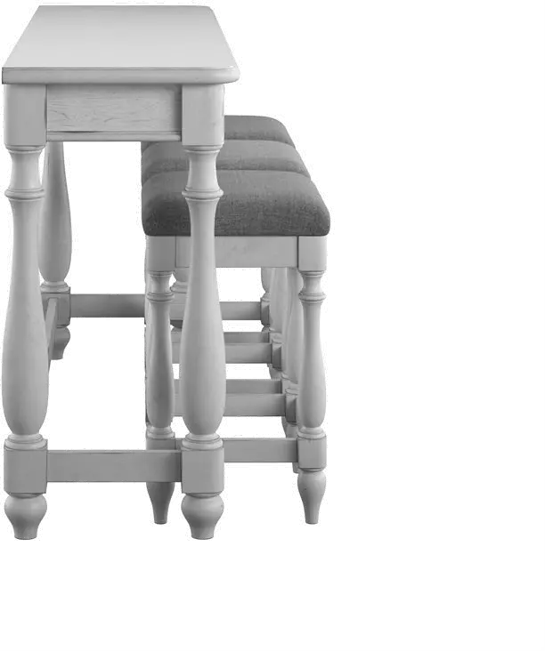 Newhaven Weathered White Sofa Table and Stool Set