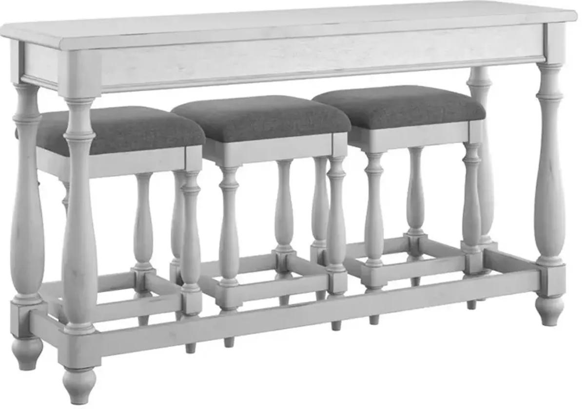 Newhaven Weathered White Sofa Table and Stool Set