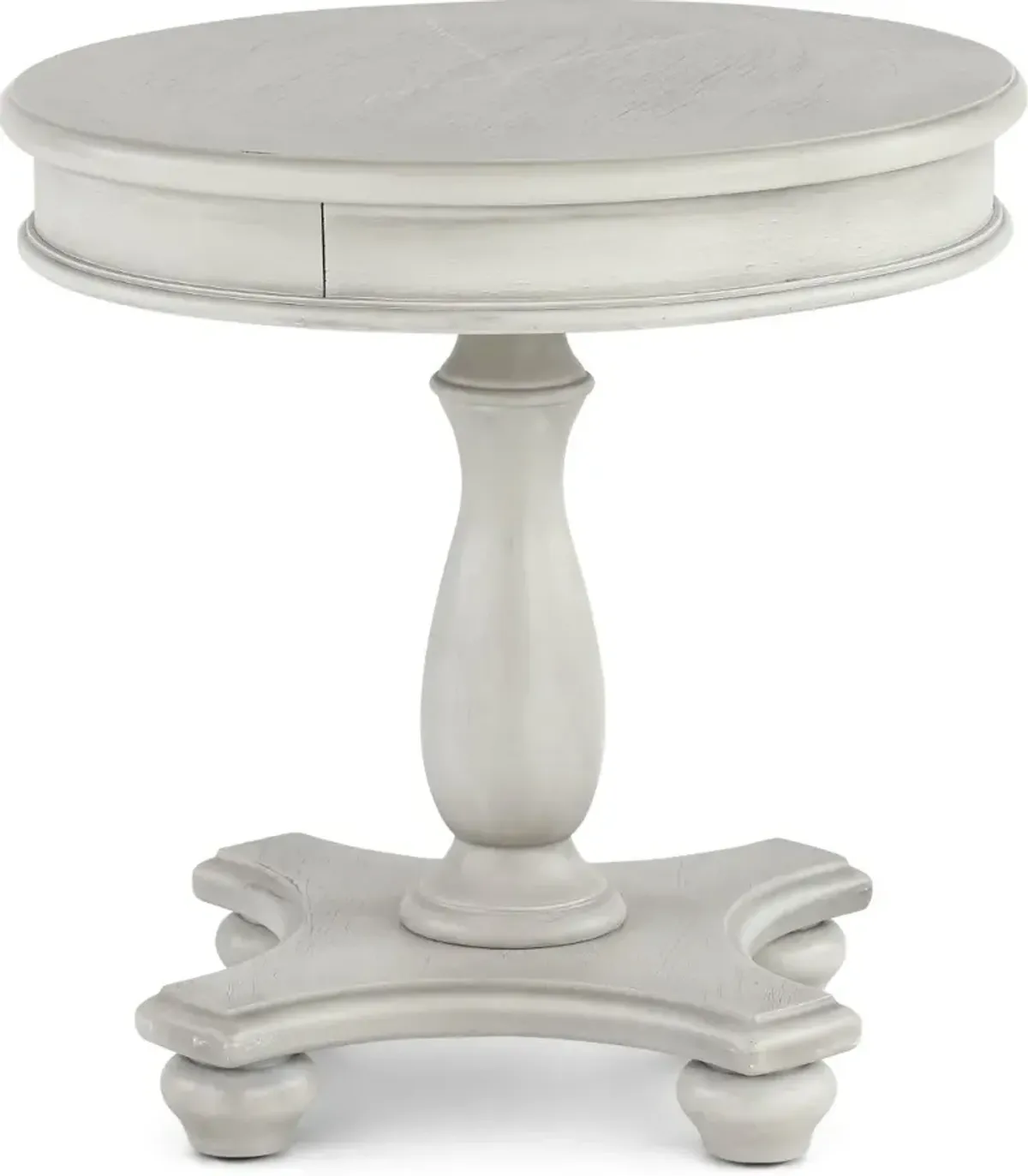 Newhaven Weathered White Round End Table