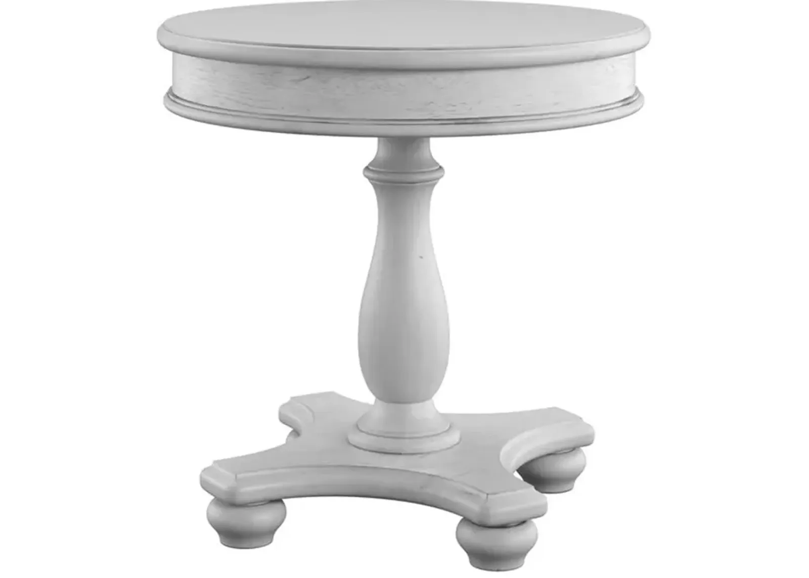 Newhaven Weathered White Round End Table