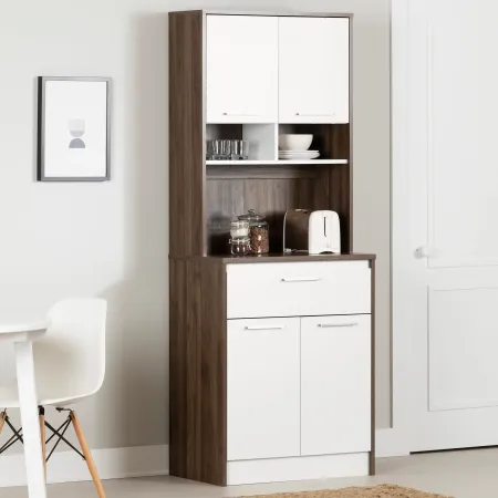 Myro Walnut and White Pantry Cabinet - South Shore