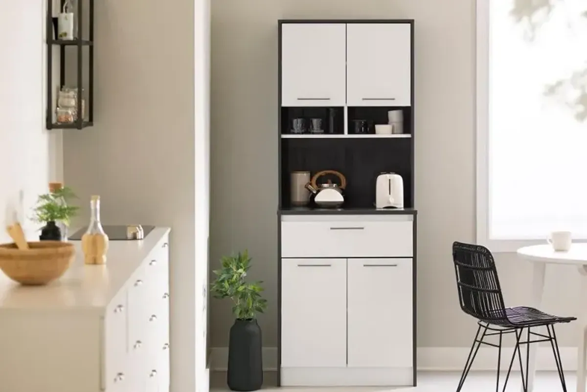 Myro Gray Oak and White Pantry Cabinet - South Shore