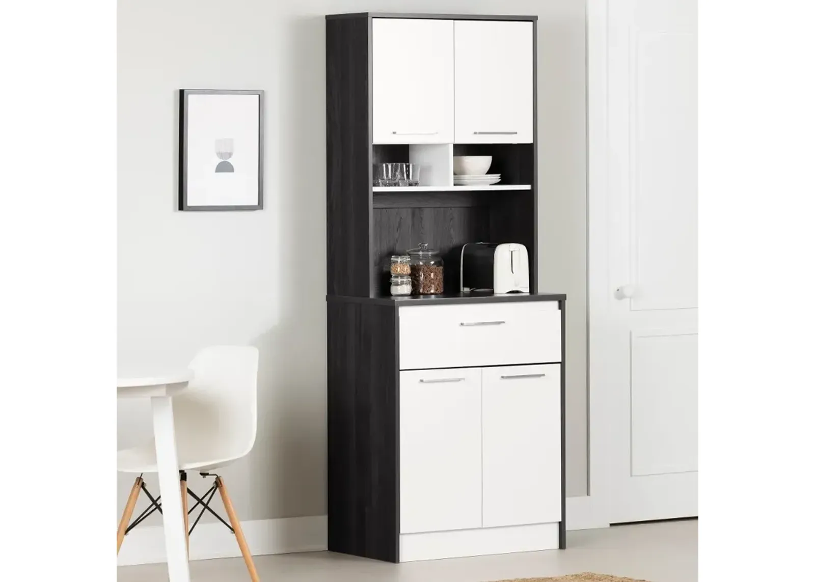 Myro Gray Oak and White Pantry Cabinet - South Shore