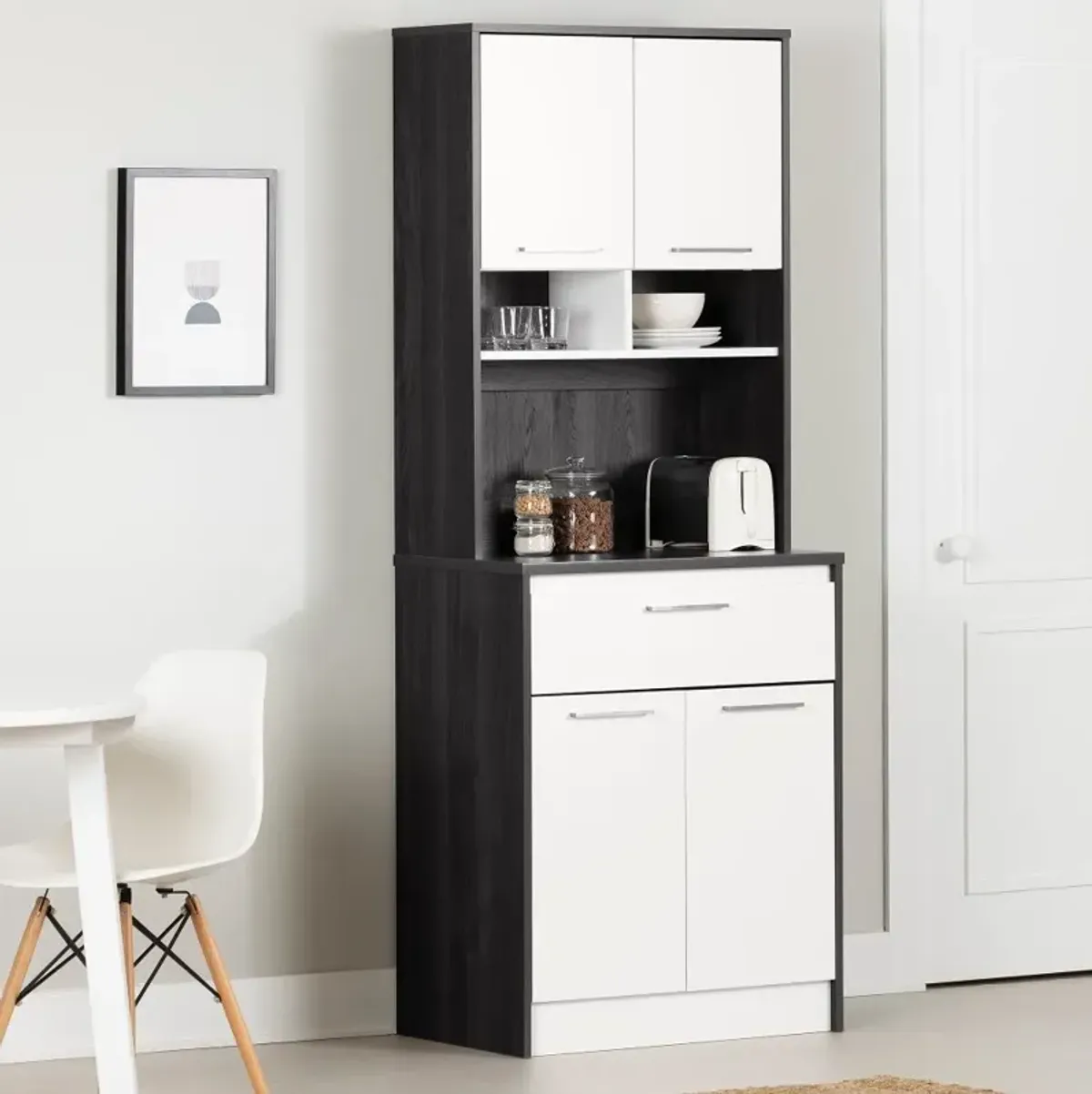 Myro Gray Oak and White Pantry Cabinet - South Shore