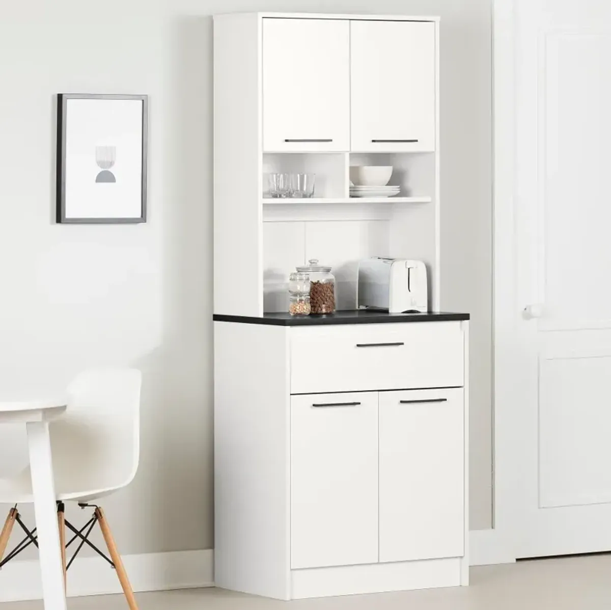 Myro Black and White Pantry Cabinet - South Shore