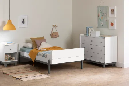 Bebble White and Gray Nightstand - South Shore