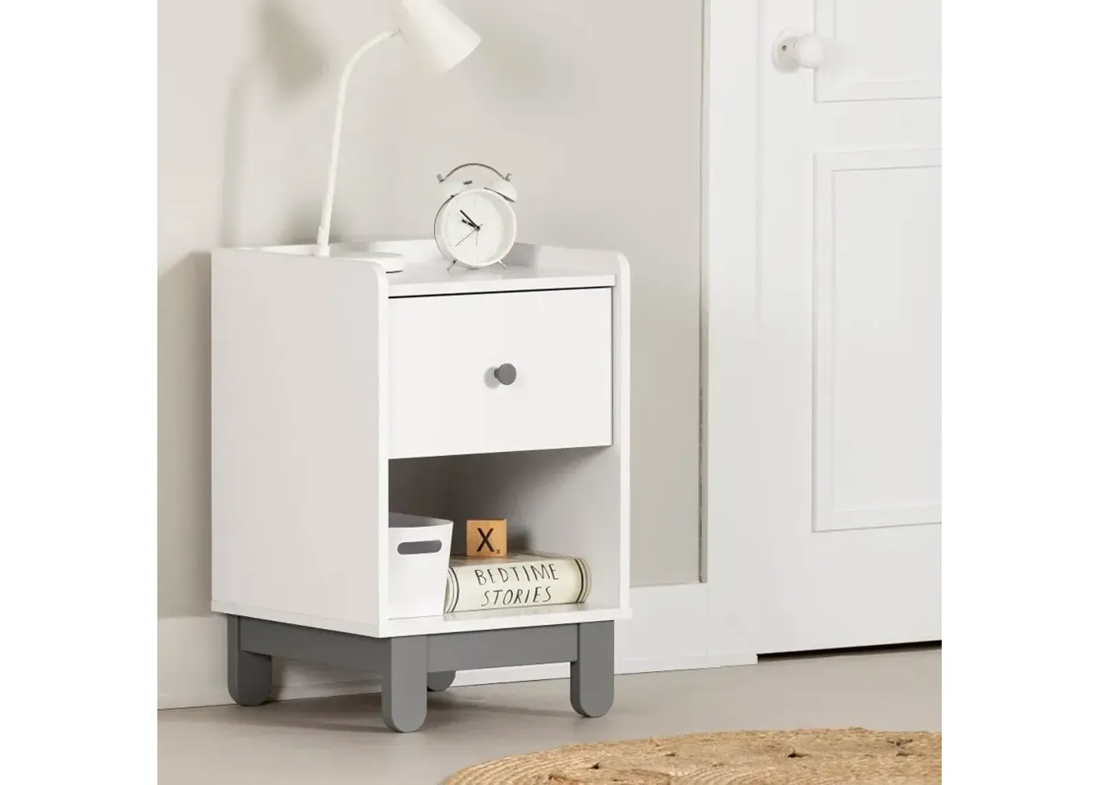 Bebble White and Gray Nightstand - South Shore