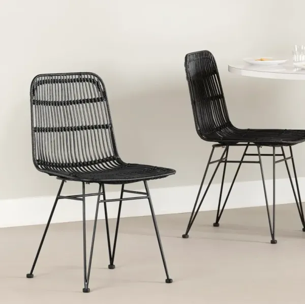 Balka Black Rattan Dining Chair, Set of 2 - South Shore