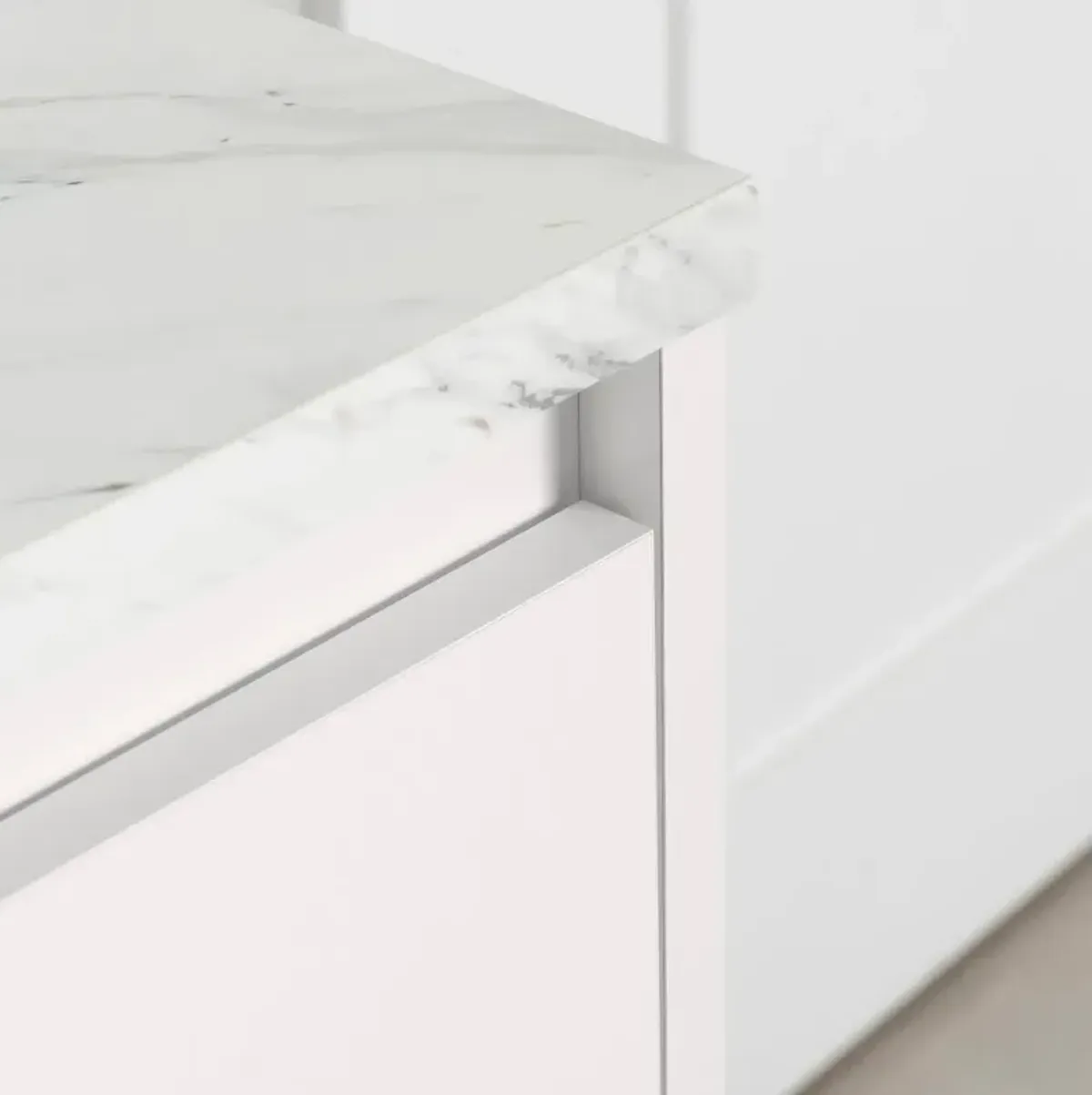 Myro White Marble and White Pantry Cabinet - South Shore