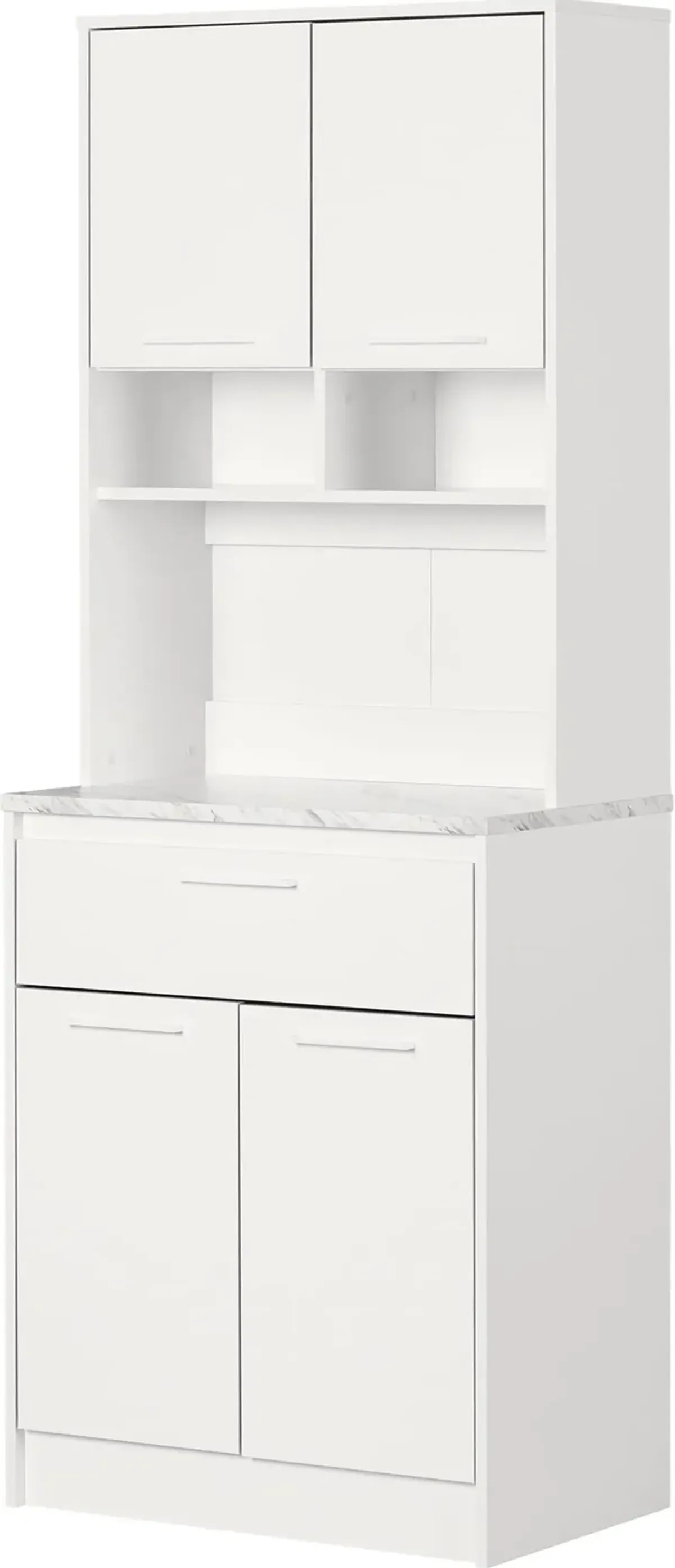 Myro White Marble and White Pantry Cabinet - South Shore