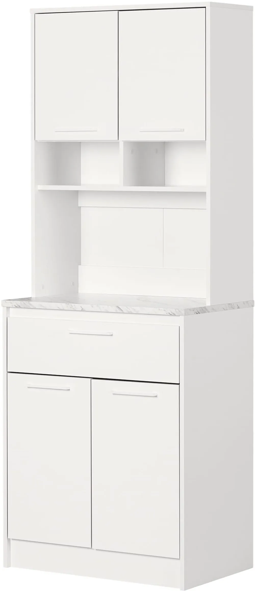 Myro White Marble and White Pantry Cabinet - South Shore