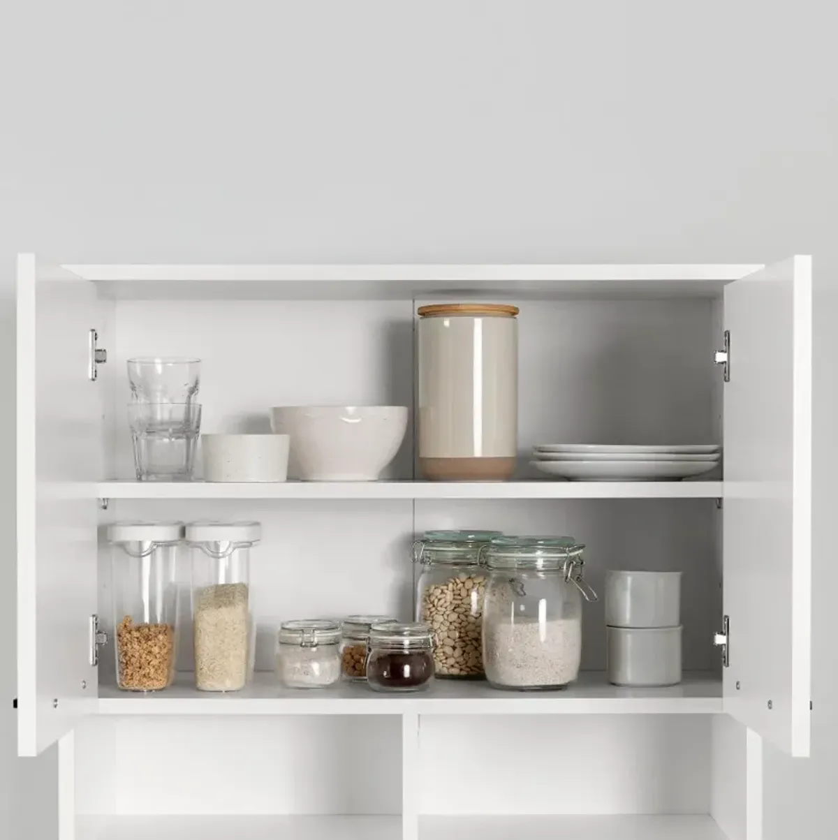 Myro White Marble and White Pantry Cabinet - South Shore