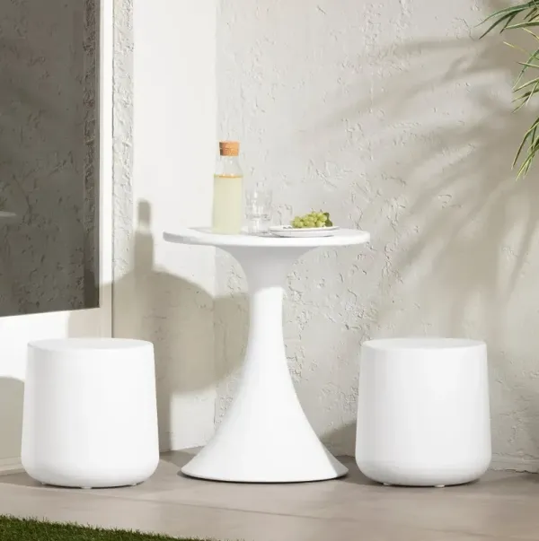 Dalya 3 Piece White Outdoor Bistro Set