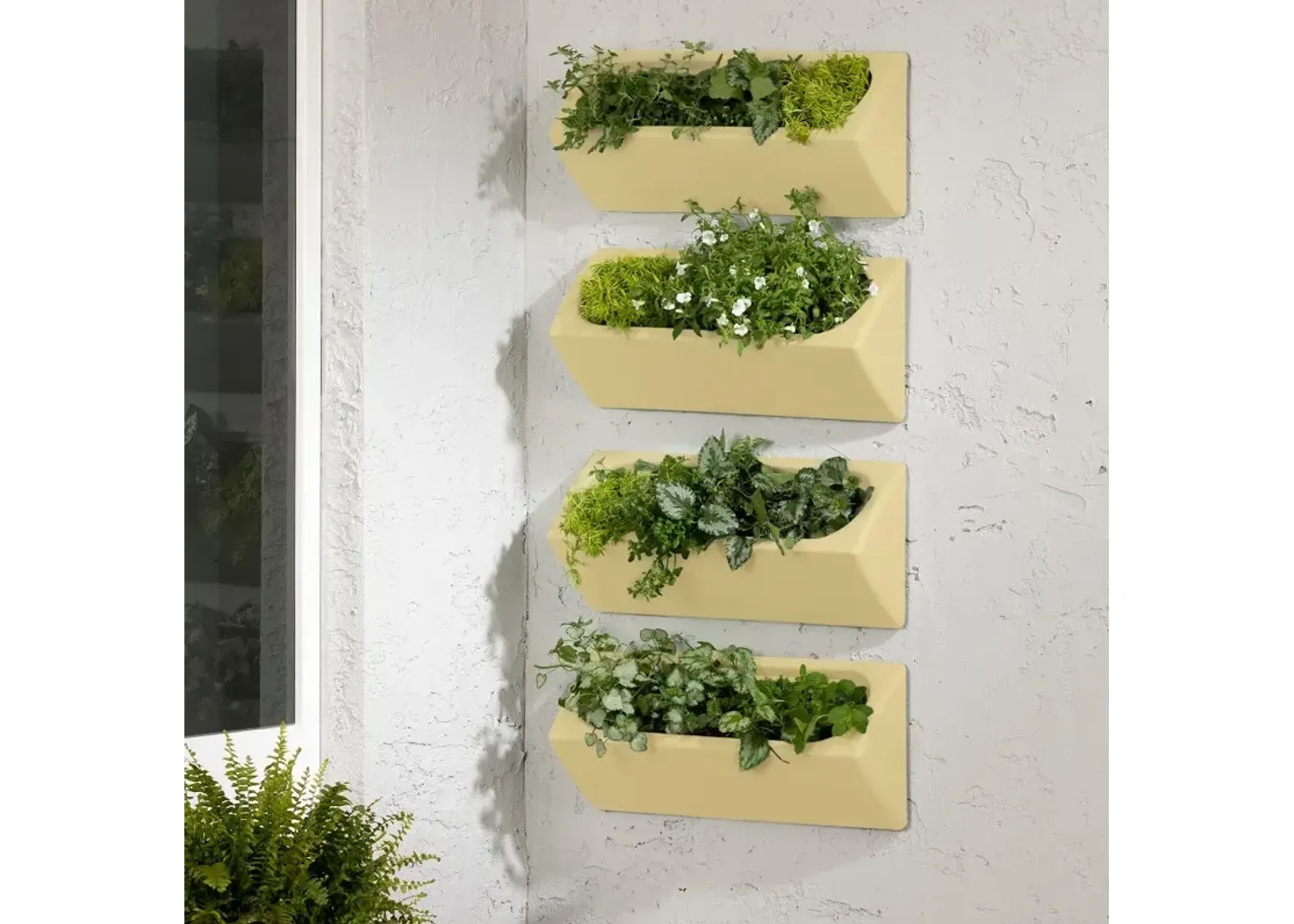 Dalya Light Yellow Wall Planters, Set of 4 - South Shore