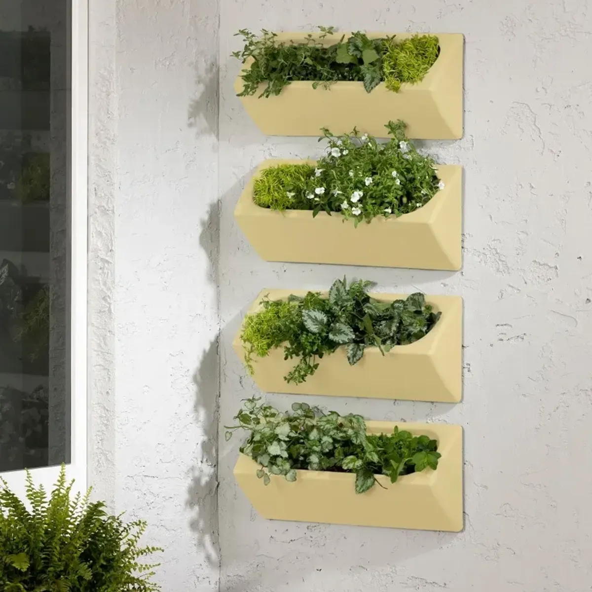 Dalya Light Yellow Wall Planters, Set of 4 - South Shore