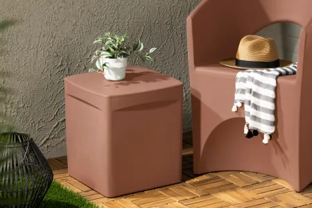 Dalya Burnt Orange Square Outdoor Side Table - South Shore