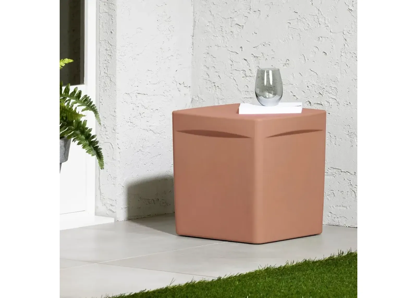 Dalya Burnt Orange Square Outdoor Side Table - South Shore