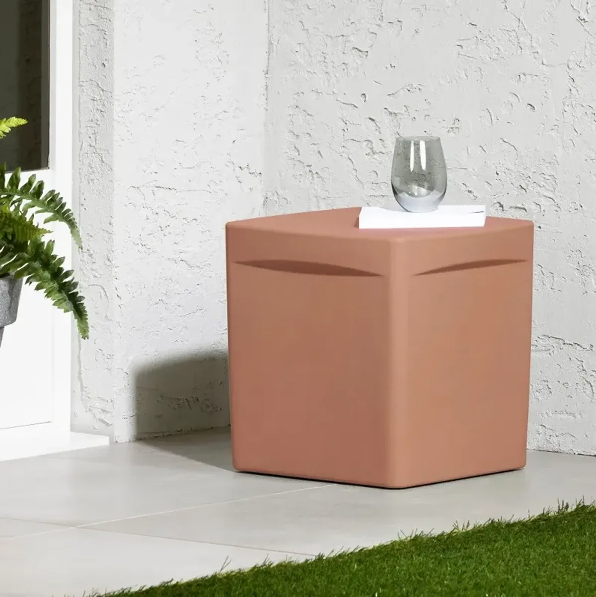 Dalya Burnt Orange Square Outdoor Side Table - South Shore