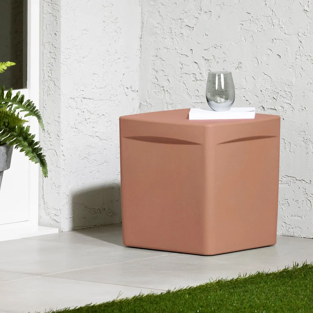 Dalya Burnt Orange Square Outdoor Side Table - South Shore