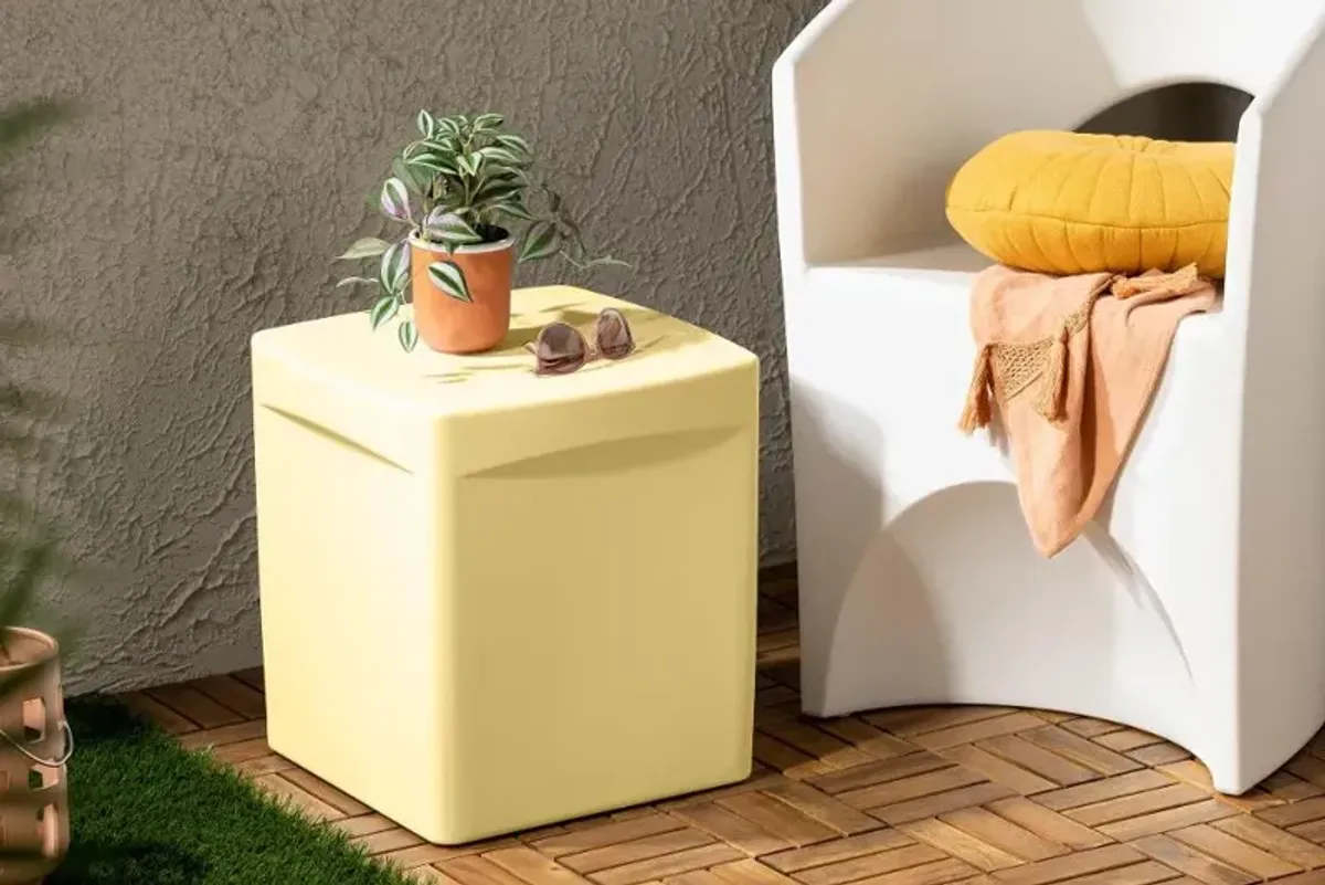 Dalya Light Yellow Square Outdoor Side Table - South Shore