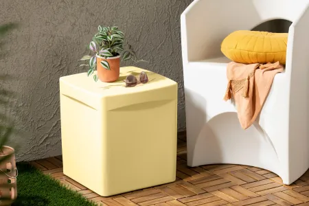 Dalya Light Yellow Square Outdoor Side Table - South Shore