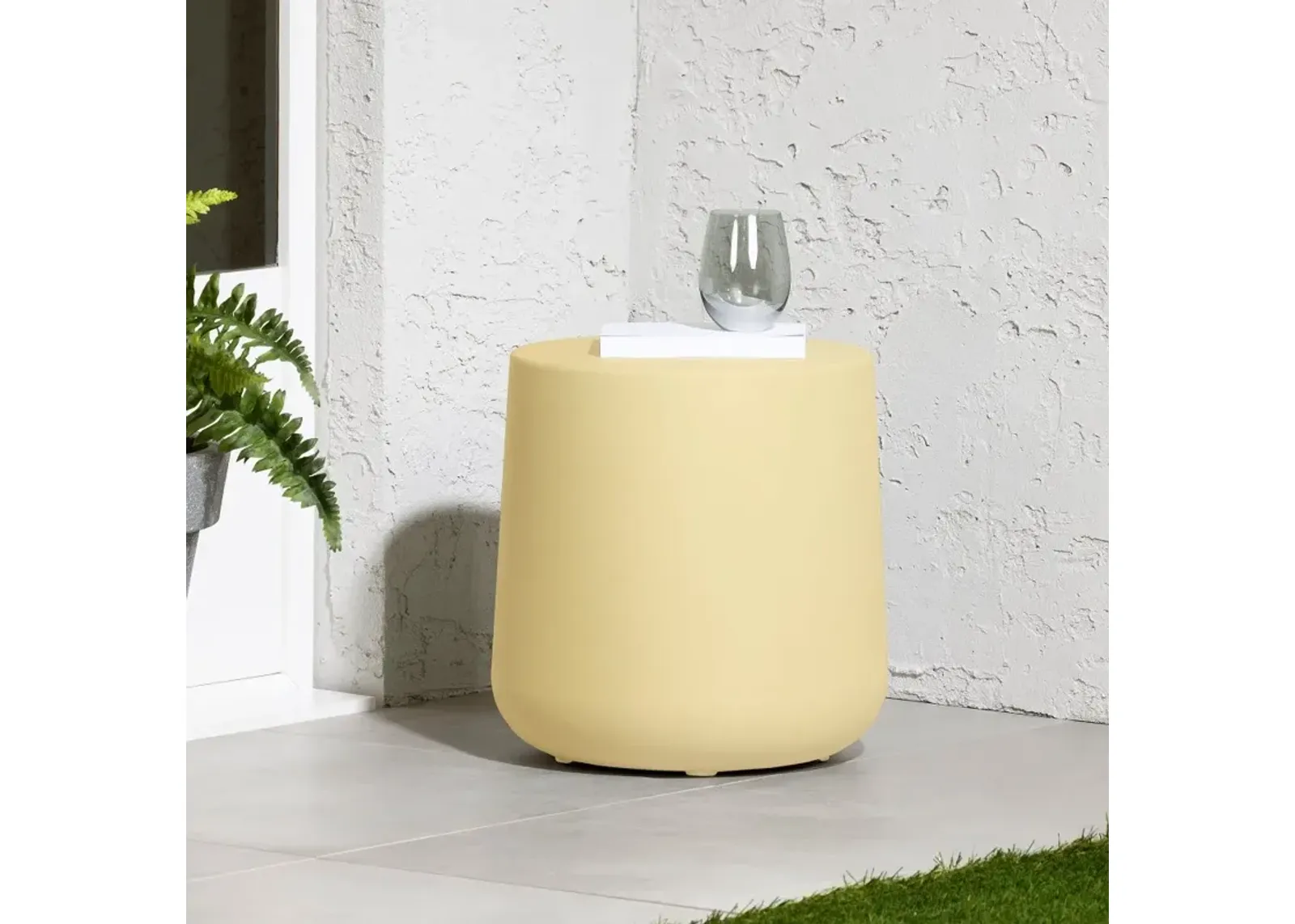 Dalya Light Yellow Round Outdoor Side Table - South Shore