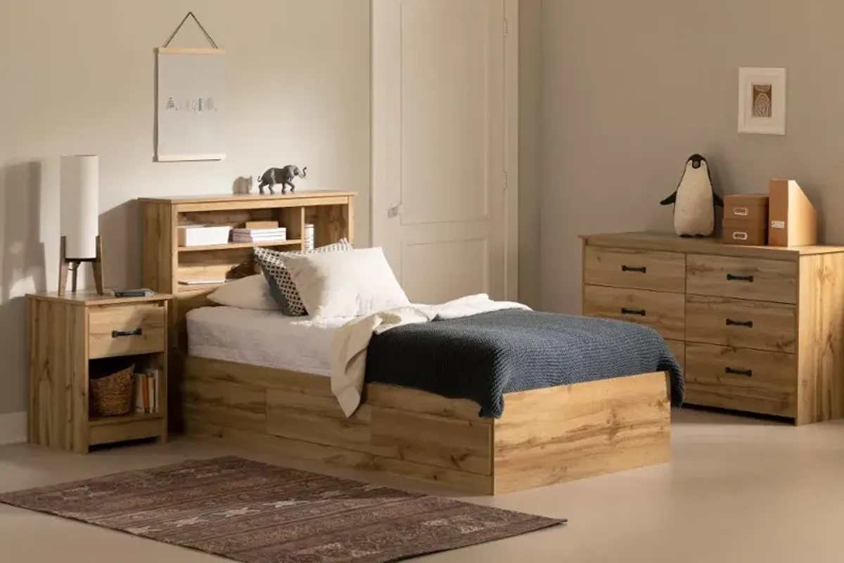 Tassio Oak Twin Storage Bed - South Shore