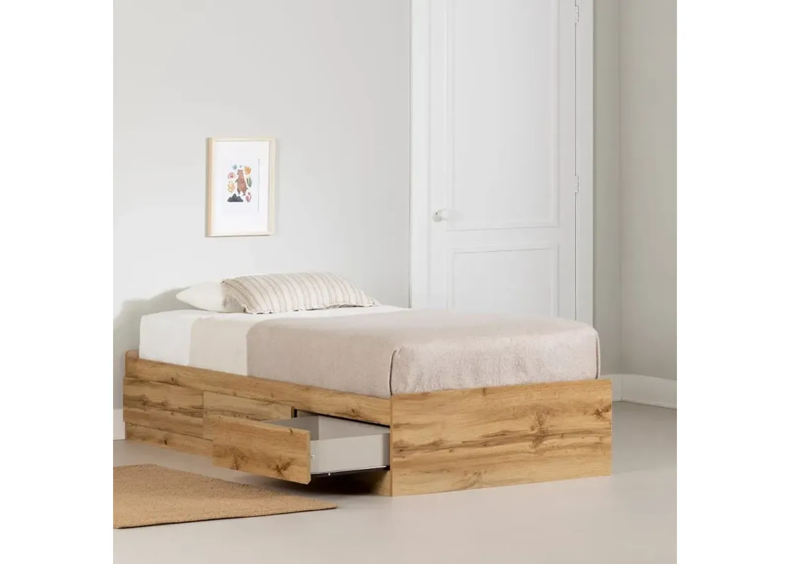 Tassio Oak Twin Storage Bed - South Shore