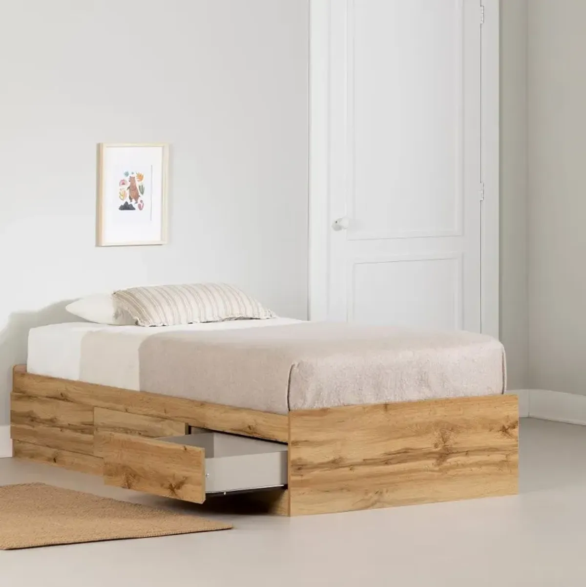 Tassio Oak Twin Storage Bed - South Shore