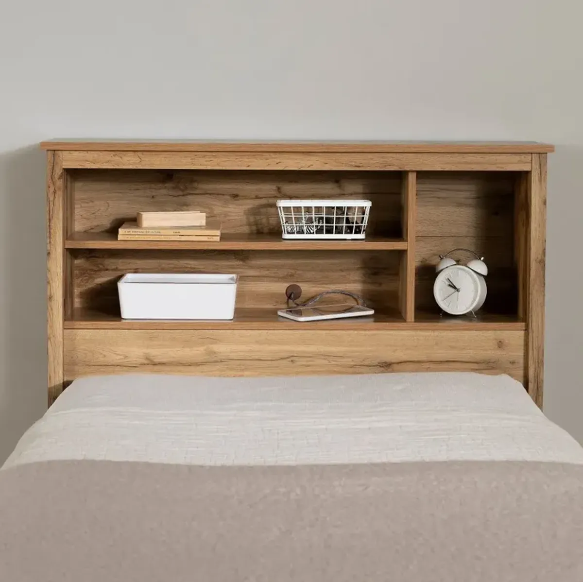 Tassio Oak Twin Bookcase Headboard - South Shore