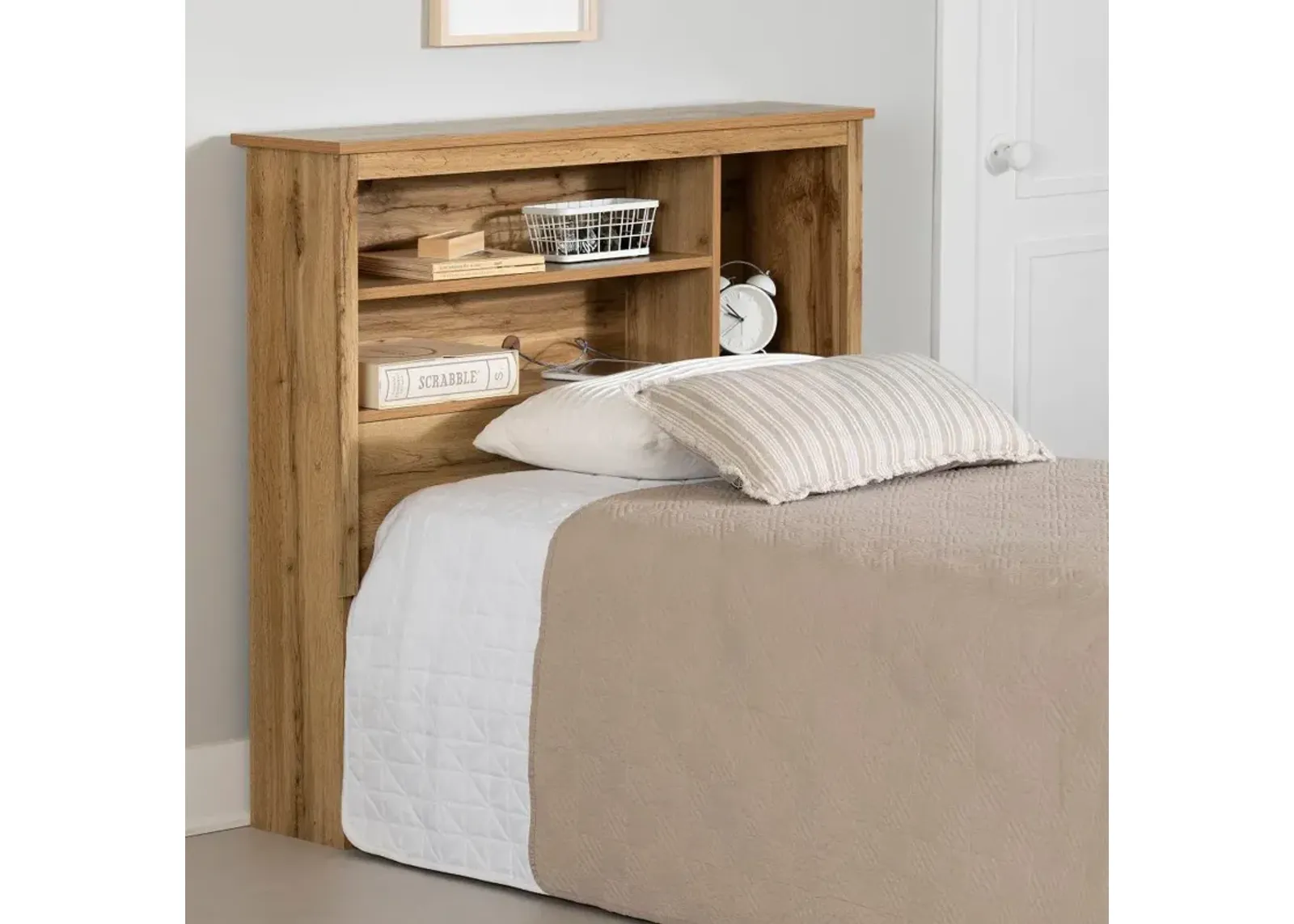 Tassio Oak Twin Bookcase Headboard - South Shore