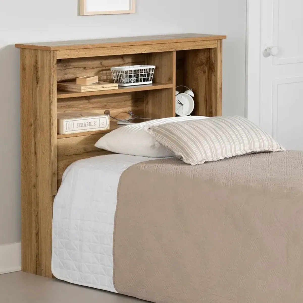 Tassio Oak Twin Bookcase Headboard - South Shore